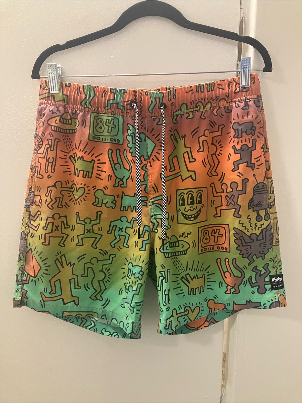 Billabong x Keith Haring Mens Swim Trunks Bash Layback Boardshorts Sz S.